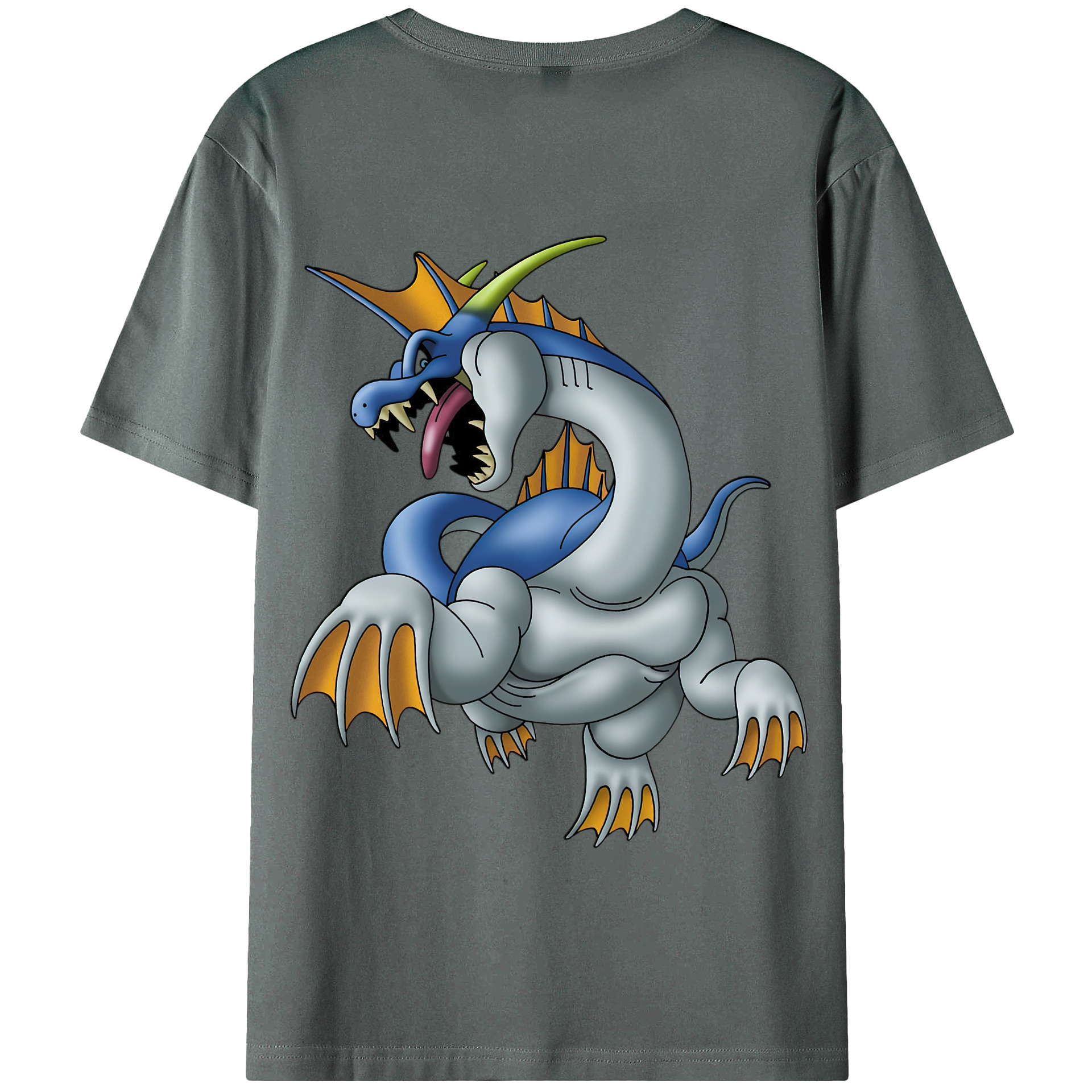（画像用） ドラゴンクエスト Doragon Kuesuto Dragon Quest 綿100％半袖Tシャツ（背面プリント）